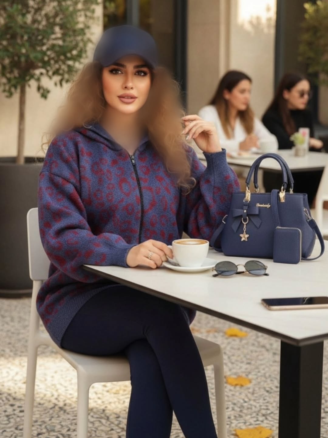هودی بافت کلاهدار پلنگی سروناز